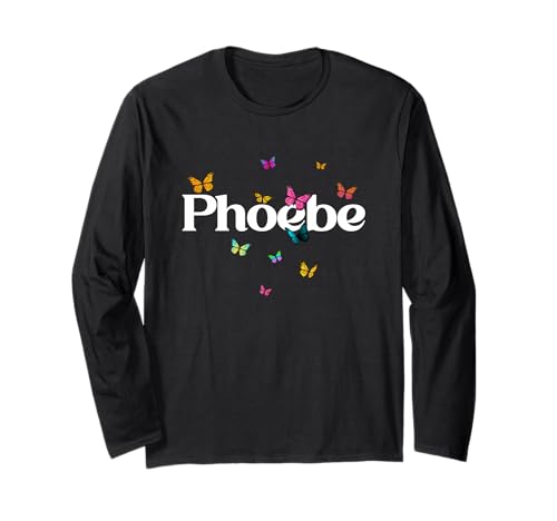 Phoebe - Schöner Mädchen Name mit bunten Schmetterlingen Langarmshirt Phoebe - Schöner Mädchen Name mit bunten Schmetterlingen Langarmshirt von PHOEBE Tochter Enkel Geburtstag Geschenkideen