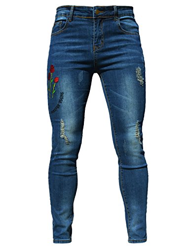 PHOENISING Damen Sexy Ripped Hole Jeans Curvy Mädchen Ganzjahres-Skinny Hose, Größe 39-48, dunkelblau, 40 von PHOENISING