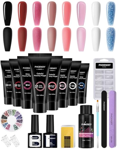 Phoenixy Poly Nagelgel Set 8 Stk. Poly Verlängerungsgel Poly Extension Gel Starter Set Poly Nägel Gel Set Geschenk für Frauen von phoenixy