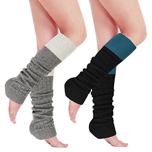 2 Paare Stulpen Damen Lange Winter Beinwärmer, Stulpen Mädchen Beinstulpen Damen Stricken Häkelarbeit Pulswärmer Leg Warmers Mädchen Stiefel Boot Abdeckung Alpaka Socken für Winterwärmer, 2 Farben von PHOGARY