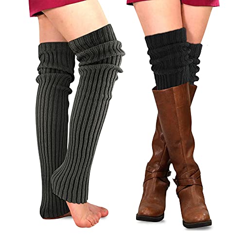 2 Paare Stulpen Damen Lange Winter Beinwärmer, Stulpen Mädchen Beinstulpen Damen Stricken Häkelarbeit Pulswärmer Leg Warmers Mädchen Stiefel Boot Abdeckung Alpaka Socken für Winterwärmer (Stil B) von PHOGARY