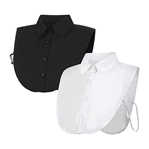 2 Stücke Frauen Kragen Krageneinsatz Damen, Fake Collar Detachable Collar Abnehmbare Hälfte Shirt Bluse Damen Blusenkragen Einsatz für Damen Gefälligkeiten (Rundhals) von PHOGARY