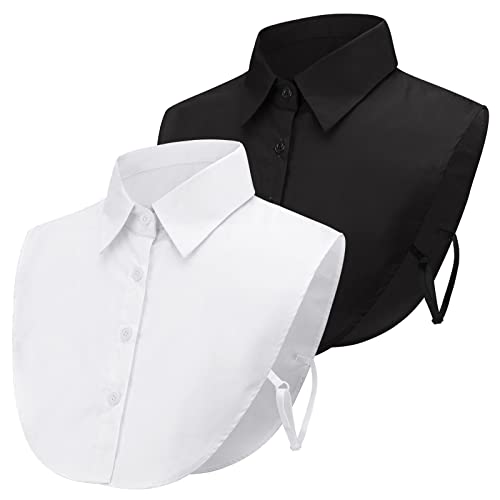 PHOGARY 2 Stücke Frauen Kragen Krageneinsatz Damen, Fake Collar Detachable Collar Abnehmbare Hälfte Shirt Bluse Blusenkragen Einsatz für Damen, Weiß+Schwarz, Eine Größe Passt Am Meisten von PHOGARY