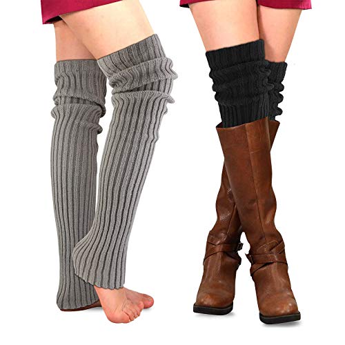 PHOGARY 2 Paare Stulpen Damen Lange Winter Beinwärmer, Stulpen Mädchen Beinstulpen Damen Stricken Häkelarbeit Pulswärmer Leg Warmers Mädchen Stiefel Boot Abdeckung Alpaka Socken für Winterwärmer von PHOGARY