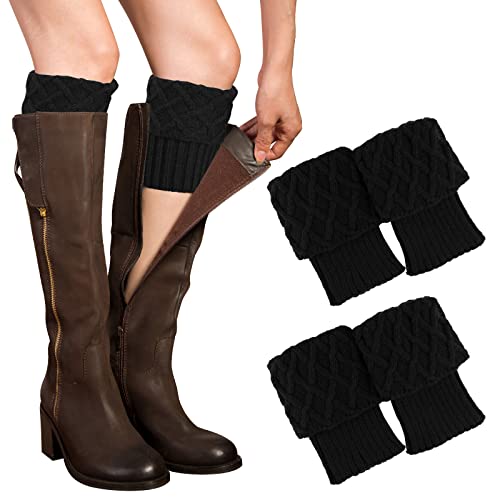 PHOGARY 2 Paare Stulpen Damen Winter Beinwärmer, Stricken Häkelarbeit Kurze Knopf Leg Warmers Mädchen Stiefel Boot Abdeckung für Winterwärmer (Stil 2) von PHOGARY