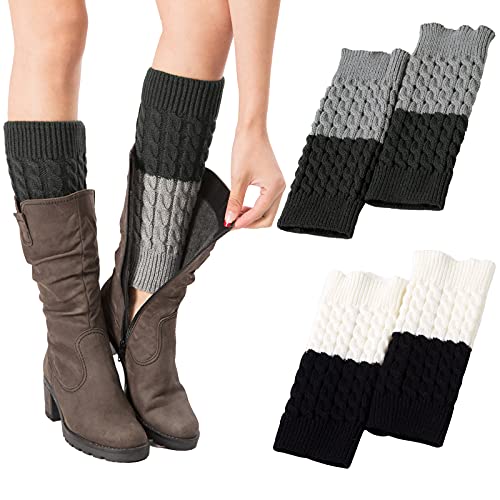 PHOGARY 2 Paare Stulpen Damen Winter Beinwärmer, Stricken Häkelarbeit Kurze Knopf Pulswärmer Leg Warmers Mädchen Stiefel Boot Abdeckung für Winterwärmer (Farbnähte) von PHOGARY