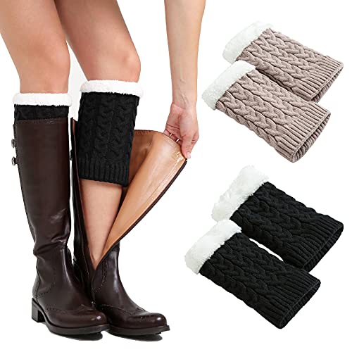 PHOGARY 2 Paare Stulpen Damen Winter Beinwärmer, Stricken Häkelarbeit Kurze Knopf Pulswärmer Leg Warmers Mädchen Stiefel Boot Abdeckung für Winterwärmer von PHOGARY