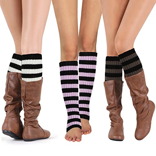 PHOGARY 3 Paare Stulpen Damen Lange Winter Beinwärmer, Stulpen Mädchen Beinstulpen Damen Stricken Häkelarbeit Kurze Knopf Pulswärmer Leg Warmers Mädchen Stiefel Boot Abdeckung Alpaka Socken für Damen von PHOGARY