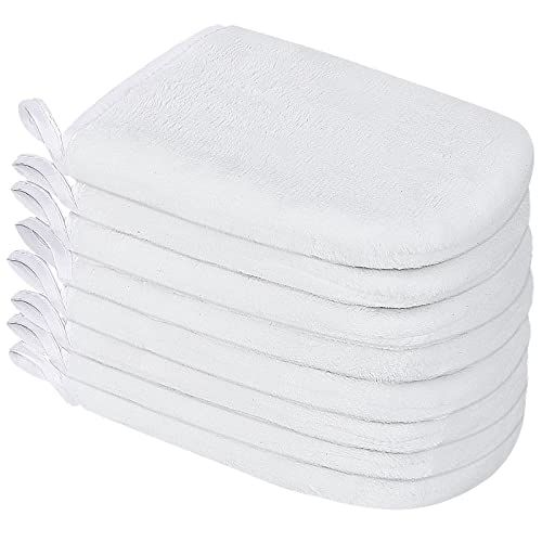 PHOGARY 8 Stück Mikrofaser-Waschhandschuhe, Flanell, weicher Waschhandschuh, Bad-Spa-Tuch, Wiederverwendbare Make-up-Entferner, Handschuhe, europäischer Stil, Waschlappen, 15 x 21 cm (Weiß) von PHOGARY