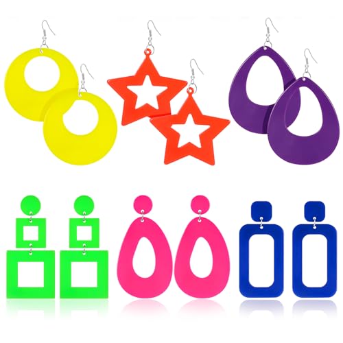 PHOGARY 80er Jahre Ohrringe, 6 Paare Acryl Doppel Neon Ohrringe Bunte Hängend Ohrringe für Damen, 70er 80er Neon Schmuck Party Kostümzubehör für Kinder Mädchen BFF Geschenke PHOGARY 80er Jahre Ohrringe, 6 Paare Acryl Doppel Neon Ohrringe Bunte Hängend Ohrringe für Damen, 70er 80er Neon Schmuck Party Kostümzubehör für Kinder Mädchen BFF Geschenke von PHOGARY
