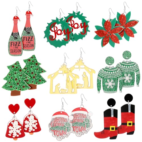 PHOGARY Acryl Weihnachtsohrringe Damen, 9 Paare Dangle Weihnachts Ohrringe Set Weihnachten Ohrringe Christmas Earrings Weihnachtsschmuck Geschenke für Kinder Mädchen PHOGARY Acryl Weihnachtsohrringe Damen, 9 Paare Dangle Weihnachts Ohrringe Set Weihnachten Ohrringe Christmas Earrings Weihnachtsschmuck Geschenke für Kinder Mädchen von PHOGARY