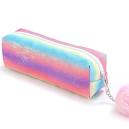 PHOGARY Federmäppchen Mädchen, Große Kapazität Federmappe, Stiftemäppchen Schlamppermäppchen mit Glitzer, Aufbewahrung Mäppchen für Schule Federmappe Erwachsene, Studenten und Mädchen (Regenbogen A) von PHOGARY
