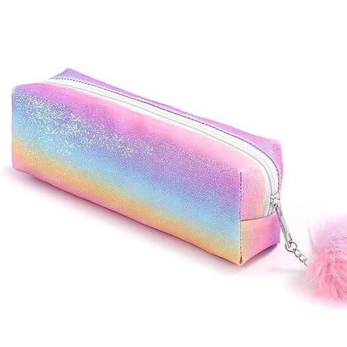 PHOGARY Federmäppchen Mädchen, Regenbogen Federmappe, Stiftemäppchen Schlamppermäppchen mit Glitzer, Großes Mäppchen Büro Organizer, Aufbewahrung für Federmappe Erwachsene, Studenten (Regenbogen B) von PHOGARY