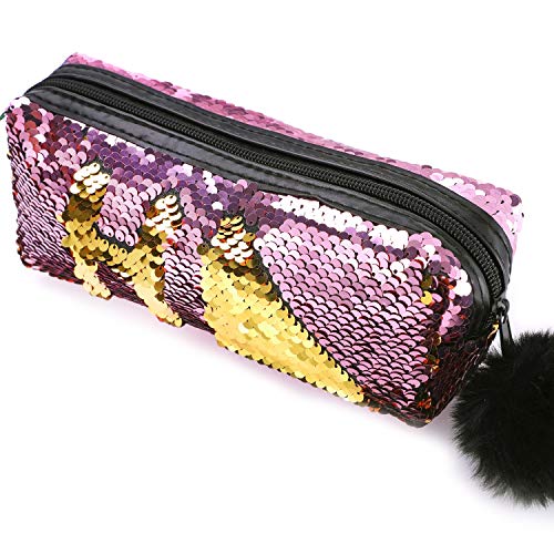 PHOGARY Funkeln Kosmetiktasche Meerjungfrau Spiral Reversibel Pailletten tragbar Doppelte Farbe Studenten Mäppchen für Mädchen Frauen Handtasche Geldbörse von PHOGARY