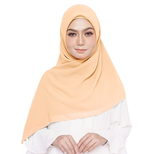 PHOGARY Hijab, Kopftuch Damen Hijab Muslimisch Kopftüchern Schal aus weichem Chiffon, mit Bänder, leicht, rutschfest für jede Saison Kopftüchern -khaki von PHOGARY