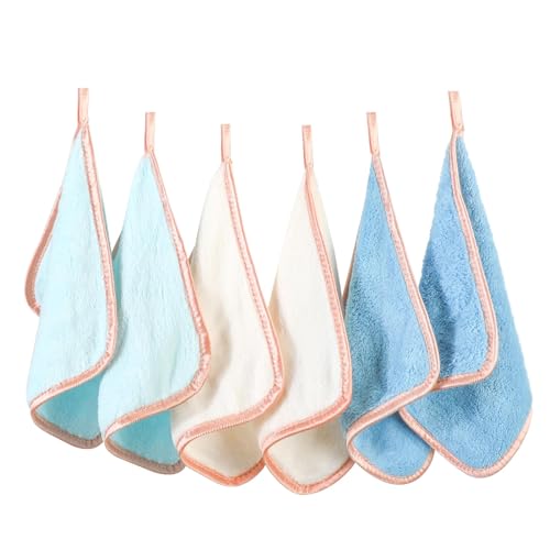 PHOGARY Microfaser Abschminktücher Waschbar für Schonende Gesichtsreinigung, 6 Stück Quadrat Mikrofaser Waschlappen Gesicht Gesichtstücher Mini Handtücher Makeup Entferner Tuch (20x20cm, Blau) von PHOGARY