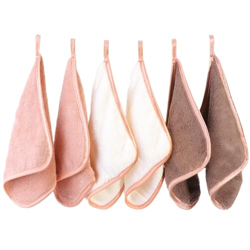 PHOGARY Microfaser Abschminktücher Waschbar für Schonende Gesichtsreinigung, 6 Stück Quadrat Mikrofaser Waschlappen Gesicht Gesichtstücher Mini Handtücher Makeup Entferner Tuch (20x20cm, Braune) von PHOGARY