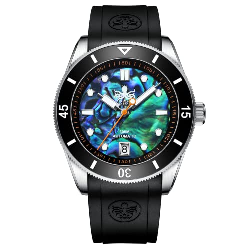 PHOIBOS Automatische Herren-Taucheruhr 300m mit Abalone-Muschel-Zifferblatt und Kautschukarmband Wave Master PY010ER von PHOIBOS