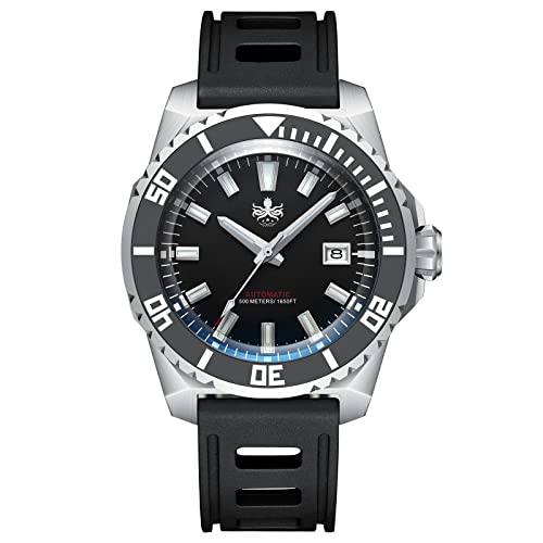PHOIBOS Leviathan Herren 45MM Automatikuhr 500M Taucheruhr mit schwarzem Kautschukarmband PY032C Schwarz von PHOIBOS