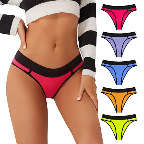 PHOLEEY 5er Pack Baumwolle Slips Damen Unterhosen Unterwäsche Frauen Atmungsaktiv Weich Bequem Slip Elastischer Bund Höschen S von PHOLEEY