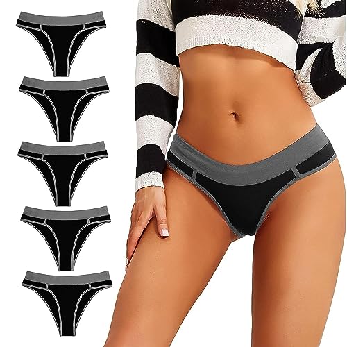 PHOLEEY 5er Pack Baumwolle Slips Damen Unterhosen Unterwäsche Frauen Atmungsaktiv Weich Bequem Slip Höschen, XL von PHOLEEY