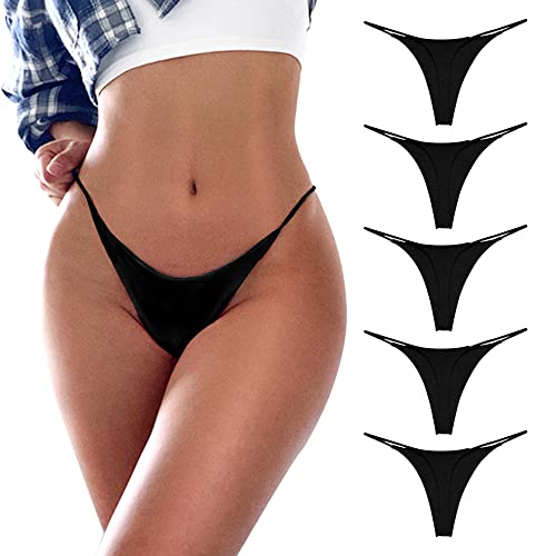 PHOLEEY G String Tangas für Frauen Baumwoll Tanga Unterwäsche Low Rise Nahtlos Sexy Höschen Geschenk für Frauen 5er-Pack,M von PHOLEEY