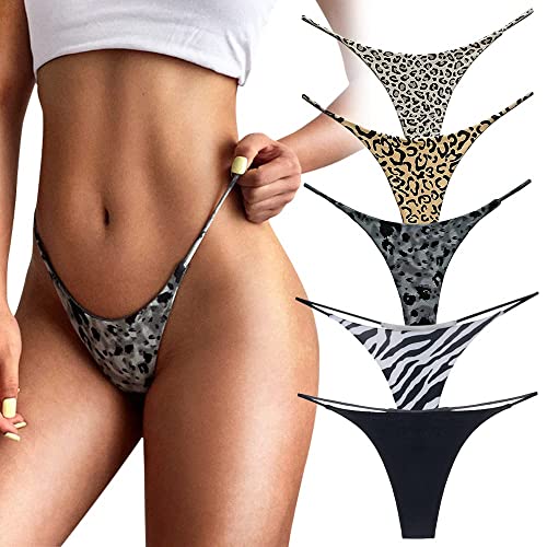 PHOLEEY G String Tangas für Frauen Baumwoll Tanga Unterwäsche Low Rise Nahtlos Slips Sexy Höschen Geschenk für Frauen 5er-Pack,L von PHOLEEY