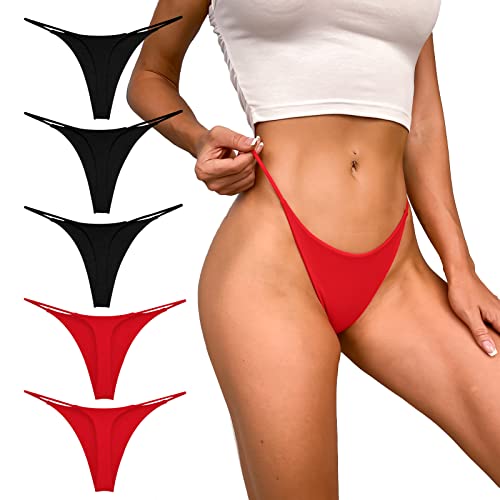 PHOLEEY G String Tangas für Frauen Baumwoll Tanga Unterwäsche Low Rise Nahtlos Slips Sexy Höschen Geschenk für Frauen 5er Pack,L von PHOLEEY