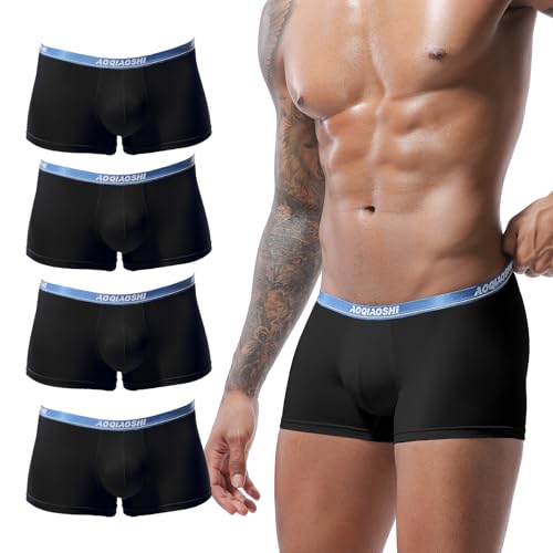 PHOLEEY Herren Boxershorts Set Modal Atmungsaktive Komfort Slips 4er-Pack Männer Unterwäsche Unterhosen Retroshorts Boxer von PHOLEEY