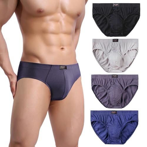 PHOLEEY Herren Slip Unterhosen Baumwolle Unterwäsche Männer Slips Atmungsaktives Weich Unterhose 4er-Pack von PHOLEEY