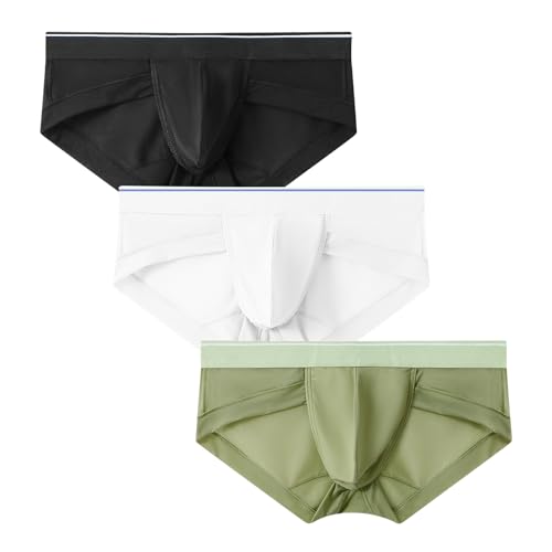 PHOLEEY Herren Slip Unterhosen Microfaser Unterwäsche Männer Slips mit ohne Eingriff Atmungsaktives Weich Unterhose 3er-Pack,L von PHOLEEY