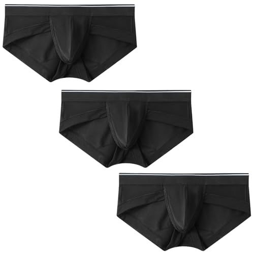 PHOLEEY Herren Slip Unterhosen Microfaser Unterwäsche Männer Slips mit ohne Eingriff Atmungsaktives Weich Unterhose 3er-Pack,Schwarz,M von PHOLEEY