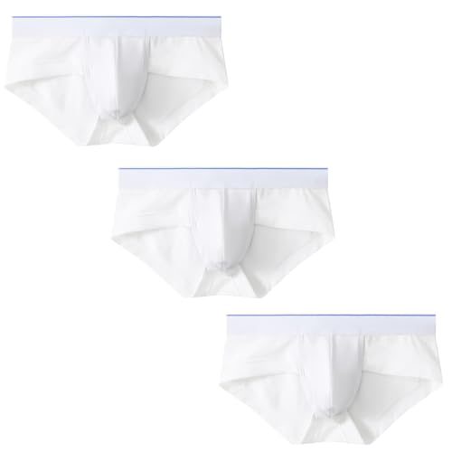 PHOLEEY Herren Slip Unterhosen Microfaser Unterwäsche Männer Slips mit ohne Eingriff Atmungsaktives Weich Unterhose 3er-Pack,Weiß,M von PHOLEEY
