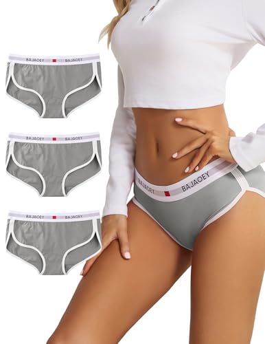 PHOLEEY Slip Unterhosen Damen Unterwäsche Feuchtigkeitsableitende Baumwolle Atmungsaktives Bikini Höschen für Frauen Weiche Bequeme Slips 3er-Pack von PHOLEEY