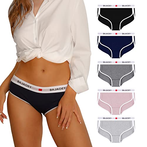 PHOLEEY Slip Unterhosen Damen Unterwäsche Feuchtigkeitsableitende Baumwolle Atmungsaktives Bikini Höschen für Frauen Weiche Bequeme Slips 5er-Pack, L von PHOLEEY