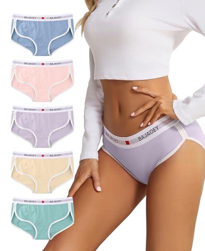 PHOLEEY Slip Unterhosen Damen Unterwäsche Feuchtigkeitsableitende Baumwolle Atmungsaktives Bikini Höschen für Frauen Weiche Bequeme Slips 5er-Pack von PHOLEEY