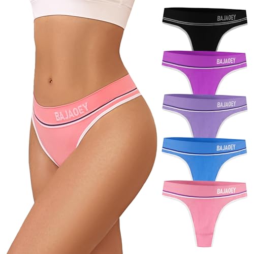 PHOLEEY 5er Pack String Tanga Damen Unterwäsche Nahtlos Tangas Sportbund Thongs Set Weich Stretch Hipster Seamless Strings Unterhosen Frauen,S von PHOLEEY