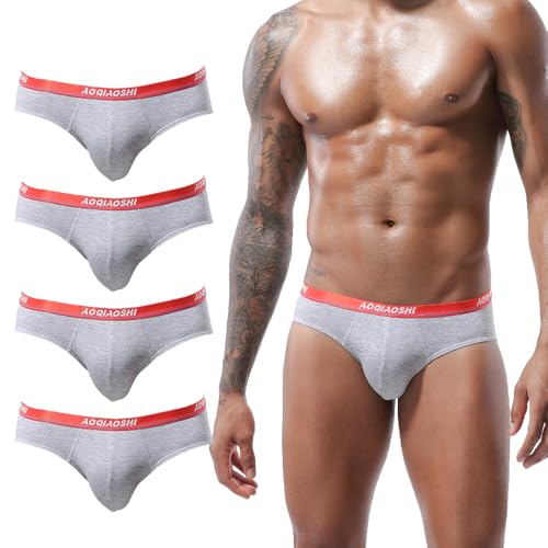PHOLEEY Unterhosen Herren Slip Modal Mikrofaser Unterwäsche Slips Low Rise Elastischer Bund Slips Unterhose 4er Pack,grau,XL von PHOLEEY