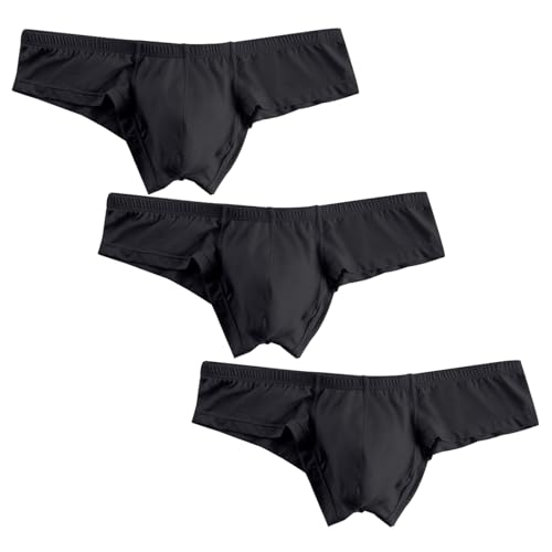 PHOLEEY Unterhosen Männer Slip Unterwäsche Herren Micro Modal Slips Niedrige Taille Weiche Atmungsaktive 3er-Pack,Schwarz,XL von PHOLEEY
