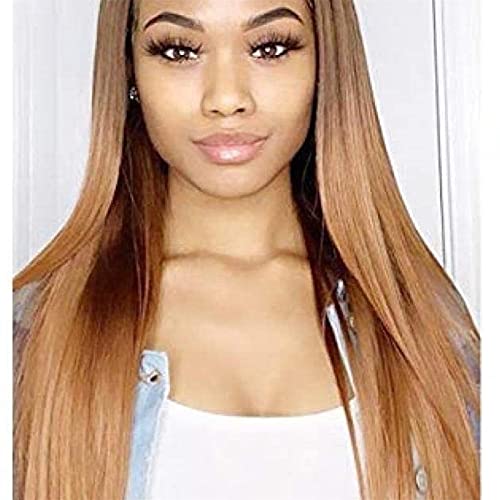 Perücke 13 x 4 Lace Front Echthaar Perücke blond lange glatte Perücken kompatibel mit Frauen vor gezupft gebleichte Knoten Dichte 150% Perücke Mode Perücken (Color : A, Size : 20 Inch) von PHONME