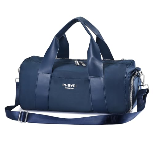 Kompakte Sporttasche für Frauen, niedliche Mini-Duffle-Tasche mit Nassfach und Schuhfach, persönliche Gegenstände, Reise-Workout-Tasche, Marineblau, Small, Personalisierte Mode, niedlich, kompakt von PHSYNI