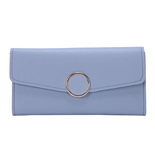 PHTOIT Mode Einfache Frauen Leder Kupplung Lange Brief Tasche Karten Halter Dame Geldbörse Hand Tasche, Blau von PHTOIT