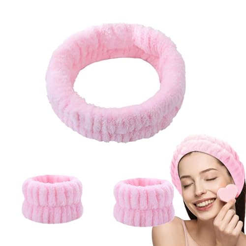 PHYTONICS 3er Set Haarband Kosmetik, Saugfähiges Make-up Haarband Gesicht Wasch Armbänder, Weich und elastisch, Für Gesichtspflege, Gesicht Waschen, Spa, Dusche von PHYTONICS