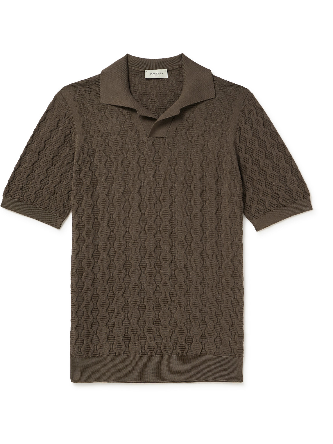 PIACENZA 1733 - Cable-Knit Cotton Polo Shirt - Men - Brown - IT 46 von PIACENZA 1733