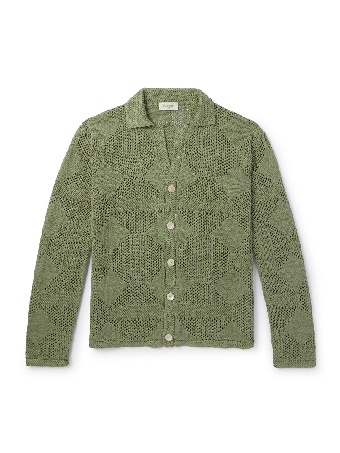 PIACENZA 1733 - Crocheted Linen and Cotton-Blend Shirt - Men - Green - IT 52 von PIACENZA 1733
