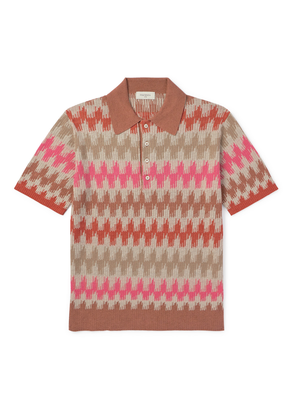 PIACENZA 1733 - Jacquard-Knit Linen and Cotton-Blend Polo Shirt - Men - Pink - IT 48 von PIACENZA 1733