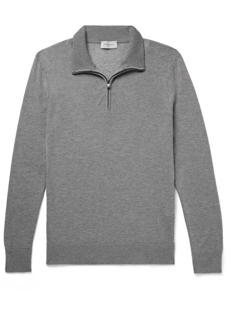 PIACENZA 1733 - Mulberry Silk and Cashmere-Blend Half-Zip Sweater - Men - Gray - IT 54 von PIACENZA 1733