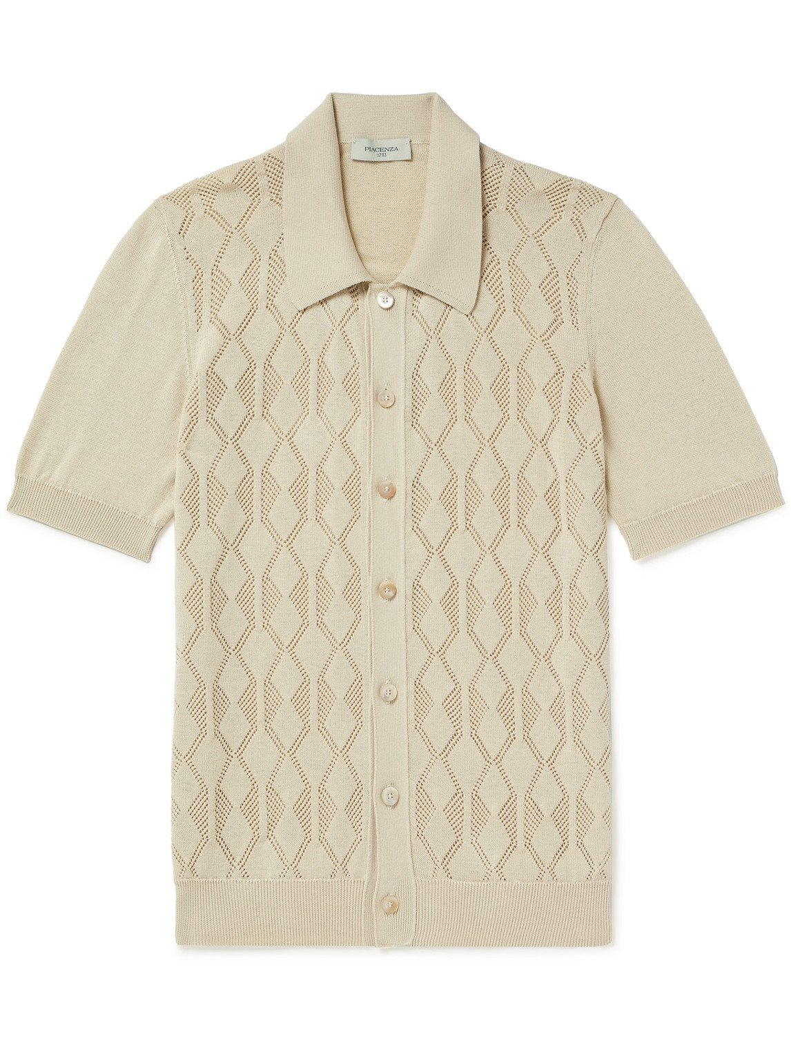 PIACENZA 1733 - Pointelle-Knit Cotton Shirt - Men - Neutrals - IT 58 von PIACENZA 1733