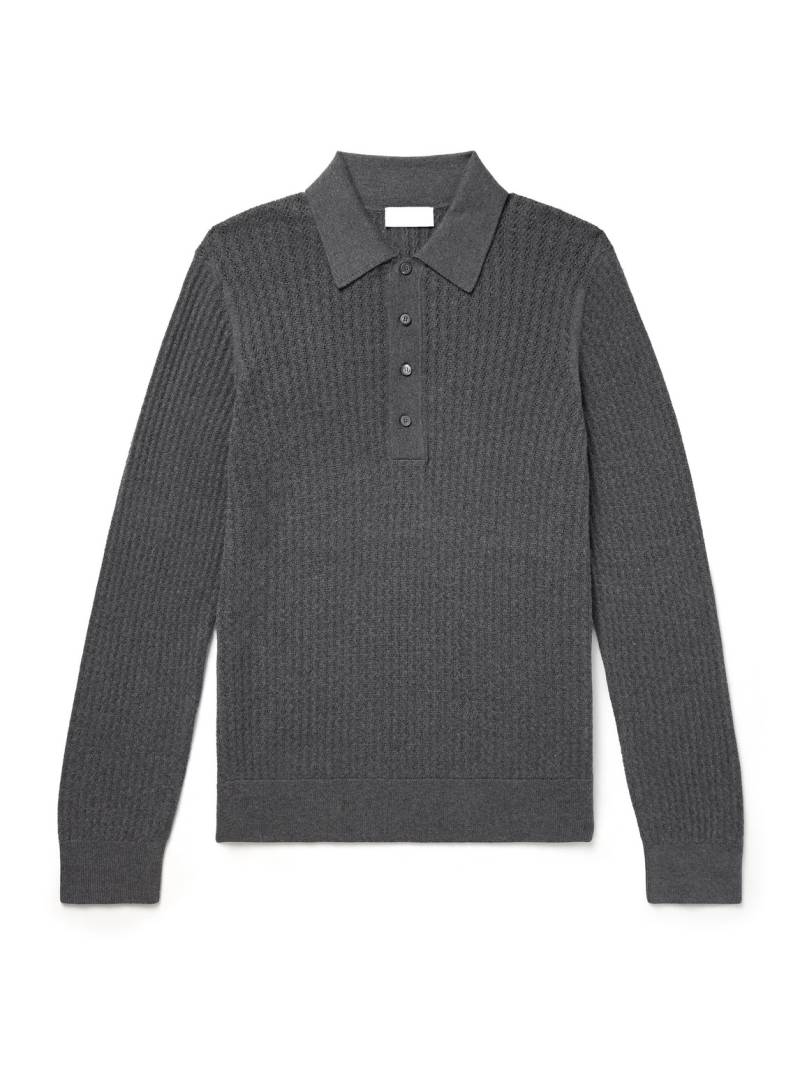 PIACENZA 1733 - Pointelle-Knit Cotton and Cashmere-Blend Polo Shirt - Men - Gray - IT 58 von PIACENZA 1733