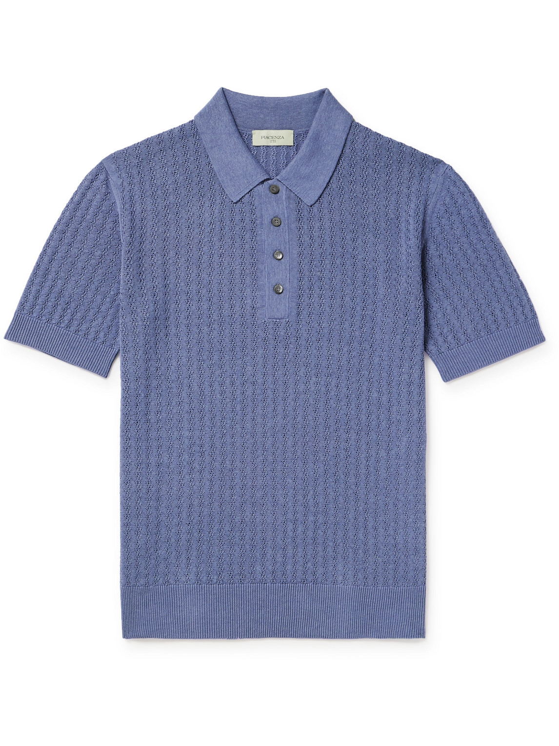 PIACENZA 1733 - Pointelle-Knit Silk and Linen-Blend Polo Shirt - Men - Purple - IT 50 von PIACENZA 1733